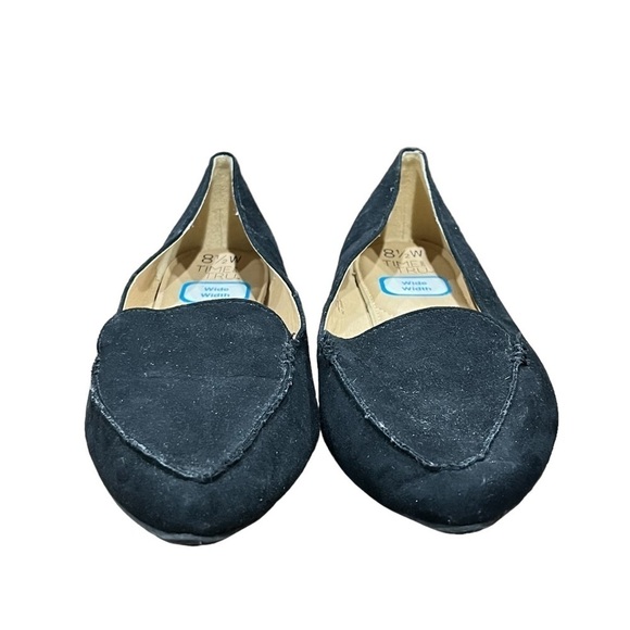 time and tru Black Suede Pointed Toe Memory Foam Flats Size 8 1/2 Wide Women's - Picture 3 of 11